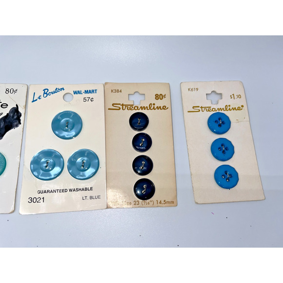 Vintage Buttons Carded Le Bouton Streamline Shades of Blue buttons Navy Pearl - Picture 6 of 10